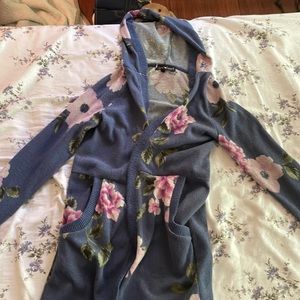 navy blue floral cardigan NWT